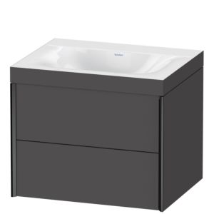 Duravit XViu vanity unit XV4614NB249C 60x48cm, 2 drawers, without tap hole, matt black, Rahmen C, matt graphite