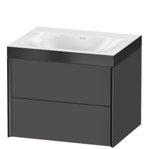 XViu Duravit vasque XV4614NB249P 60x48cm, 2 tiroirs, sans trou pour robinet, noir mat, Cadres P, graphite mat