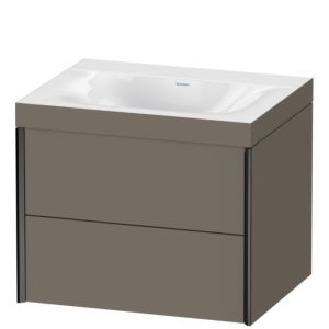 Duravit XViu vanity unit XV4614NB290C 60x48cm, 2 drawers, without tap hole, black matt, Rahmen C, flannel gray silk matt