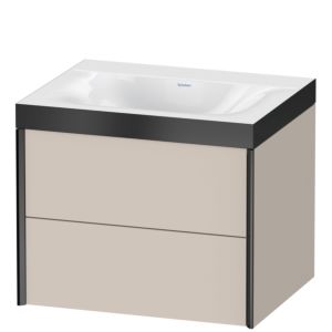 Duravit XViu Waschtisch-Unterschrank XV4614NB291P 60x48cm, 2 Schubkästen, ohne Hahnloch, schwarz matt, Rahmen P, taupe matt