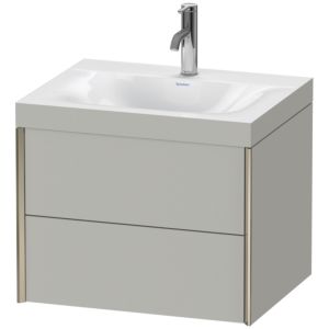 Duravit XViu Waschtisch-Unterschrank XV4614OB107C 60x48cm, 2 Schubkästen, 1 Hahnloch, champagner matt, Rahmen C, betongrau matt
