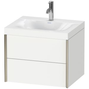 Duravit XViu vanity unit XV4614OB118C 60x48cm, 2 drawers, 2000 tap hole, matt champagne, Rahmen C, matt white