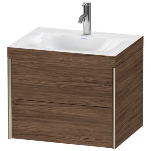 Duravit XViu vanity unit XV4614OB121C 60x48cm, 2 drawers, 2000 tap hole, matt champagne, Rahmen C, dark walnut