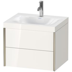 Duravit XViu vanity unit XV4614OB122C 60x48cm, 2 drawers, 2000 tap hole, matt champagne, Rahmen C, white high gloss