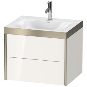 Duravit XViu Waschtisch-Unterschrank XV4614OB122P 60x48cm, 2 Schubkästen, 1 Hahnloch, champagner matt, Rahmen P, weiß hochglanz