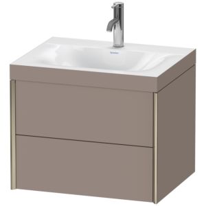 Duravit XViu Waschtisch-Unterschrank XV4614OB143C 60x48cm, 2 Schubkästen, 1 Hahnloch, champagner matt, Rahmen C, basalt matt