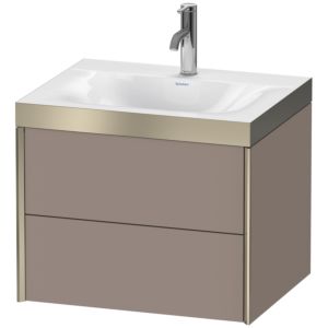 Duravit XViu Waschtisch-Unterschrank XV4614OB143P 60x48cm, 2 Schubkästen, 1 Hahnloch, champagner matt, Rahmen P, basalt matt