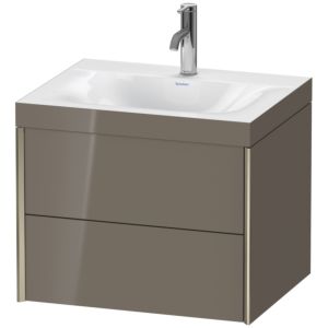 Duravit XViu Waschtisch-Unterschrank XV4614OB189C 60x48cm, 2 Schubkästen, 1 Hahnloch, champagner matt, Rahmen C, flannel grey hochglanz
