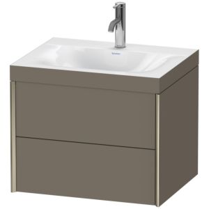 Duravit XViu Waschtisch-Unterschrank XV4614OB190C 60x48cm, 2 Schubkästen, 1 Hahnloch, champagner matt, Rahmen C, flannel grey seidenmatt