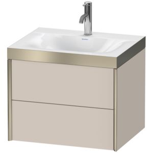Duravit XViu vanity unit XV4614OB191P 60x48cm, 2 drawers, 2000 tap hole, matt champagne, Rahmen P, matt taupe