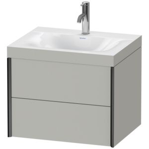 Duravit XViu Waschtisch-Unterschrank XV4614OB207C 60x48cm, 2 Schubkästen, 1 Hahnloch, schwarz matt, Rahmen C, betongrau matt