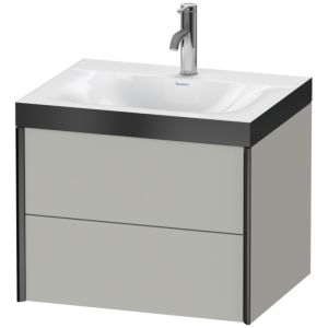 Duravit XViu Waschtisch-Unterschrank XV4614OB207P 60x48cm, 2 Schubkästen, 1 Hahnloch, schwarz matt, Rahmen P, betongrau matt