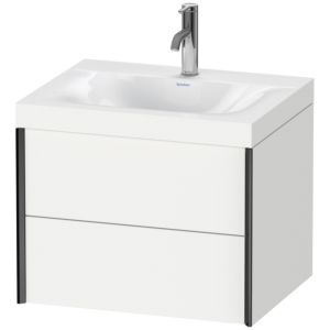 Duravit XViu Waschtisch-Unterschrank XV4614OB218C 60x48cm, 2 Schubkästen, 1 Hahnloch, schwarz matt, Rahmen C, weiß matt