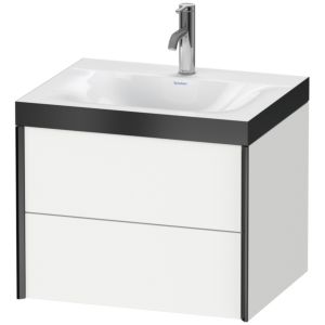 Duravit XViu Waschtisch-Unterschrank XV4614OB218P 60x48cm, 2 Schubkästen, 1 Hahnloch, schwarz matt, Rahmen P, weiß matt