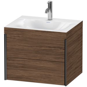 Duravit XViu vanity unit XV4614OB221C 60x48cm, 2 drawers, 2000 tap hole, matt black, Rahmen C, dark walnut