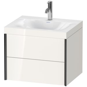 Duravit XViu vasque XV4614OB222C 60x48cm, 2 tiroirs, 2000 , noir mat, Cadres C, blanc brillant