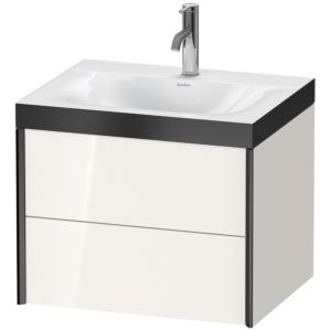 Duravit XViu vasque XV4614OB222P 60x48cm, 2 tiroirs, 2000 , noir mat, Cadres P, blanc brillant