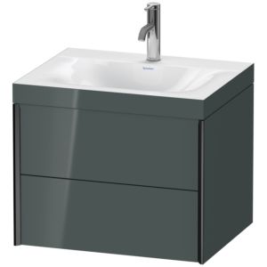 Duravit XViu Waschtisch-Unterschrank XV4614OB238C 60x48cm, 2 Schubkästen, 1 Hahnloch, schwarz matt, Rahmen C, dolomiti grey hochglanz