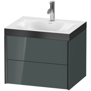 XViu Duravit vasque XV4614OB238P 60x48cm, 2 tiroirs, 2000 , noir mat, Cadres P, gris dolomiti brillant