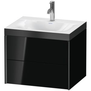 Duravit XViu Waschtisch-Unterschrank XV4614OB240P 60x48cm, 2 Schubkästen, 1 Hahnloch, schwarz matt, Rahmen P, schwarz hochglanz