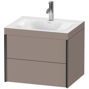 Duravit XViu Waschtisch-Unterschrank XV4614OB243C 60x48cm, 2 Schubkästen, 1 Hahnloch, schwarz matt, Rahmen C, basalt matt