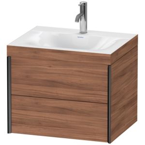 XViu Duravit vasque XV4614OB279C 60x48cm, 2 tiroirs, 2000 , noir mat, Cadres C, noyer naturel