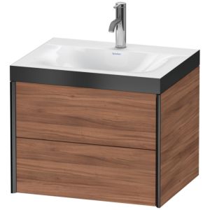 XViu Duravit vasque XV4614OB279P 60x48cm, 2 tiroirs, 2000 , noir mat, Cadres P, noyer naturel