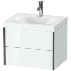 Duravit XViu vasque XV4614OB285C 60x48cm, 2 tiroirs, 2000 , noir mat, Cadres C, blanc brillant