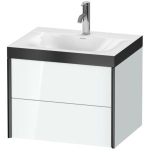 Duravit XViu vasque XV4614OB285P 60x48cm, 2 tiroirs, 2000 , noir mat, Cadres P, blanc brillant