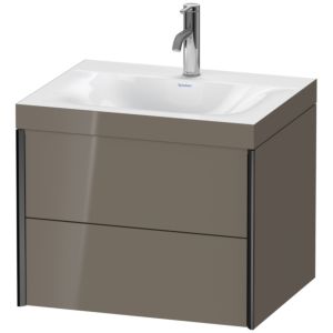 XViu Duravit vasque XV4614OB289C 60x48cm, 2 tiroirs, 2000 , noir mat, Cadres C, gris flanelle brillant