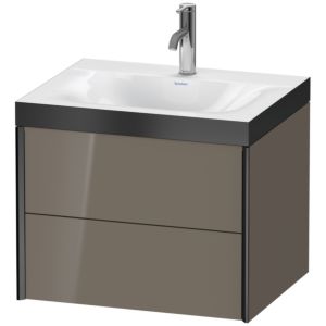 XViu Duravit vasque XV4614OB289P 60x48cm, 2 tiroirs, 2000 , noir mat, Cadres P, gris flanelle brillant