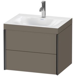 Duravit XViu Waschtisch-Unterschrank XV4614OB290C 60x48cm, 2 Schubkästen, 1 Hahnloch, schwarz matt, Rahmen C, flannel grey seidenmatt