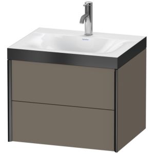 XViu Duravit vasque XV4614OB290P 60x48cm, 2 tiroirs, 2000 , noir mat, Cadres P, flanelle gris soie mat