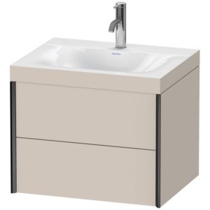 Duravit XViu Waschtisch-Unterschrank XV4614OB291C 60x48cm, 2 Schubkästen, 1 Hahnloch, schwarz matt, Rahmen C, taupe matt