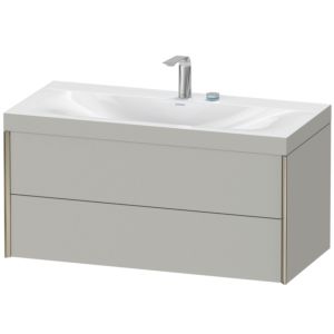 Duravit XViu vanity unit XV4616EB107C 100x48cm, 2 drawers, 2 tap holes, matt champagne, Rahmen C, matt concrete gray
