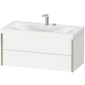 Duravit XViu Waschtisch-Unterschrank XV4616EB118C 100x48cm, 2 Schubkästen, 2 Hahnlöcher, champagner matt, Rahmen C, weiß matt