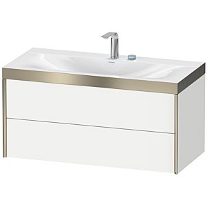 Duravit XViu vanity unit XV4616EB118P 100x48cm, 2 drawers, 2 tap holes, matt champagne, Rahmen P, matt white