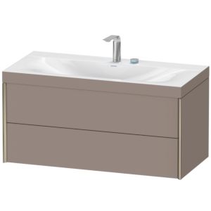 XViu Duravit vasque XV4616EB143C 100x48cm, 2 tiroirs, 2 trous pour robinetterie, champagne mat, Cadres C, basalte mat