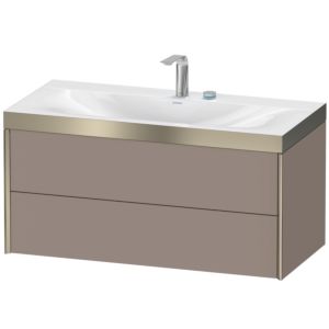 Duravit XViu vanity unit XV4616EB143P 100x48cm, 2 drawers, 2 tap holes, matt champagne, Rahmen P, matt basalt