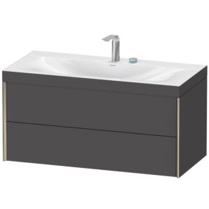 XViu Duravit vasque XV4616EB149C 100x48cm, 2 tiroirs, 2 trous pour robinetterie, champagne mat, Cadres C, graphite mat