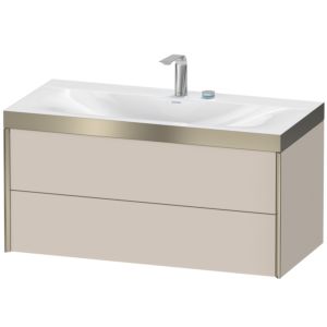 Duravit XViu vanity unit XV4616EB191P 100x48cm, 2 drawers, 2 tap holes, matt champagne, Rahmen P, matt taupe