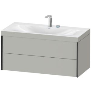 Duravit XViu Waschtisch-Unterschrank XV4616EB207C 100x48cm, 2 Schubkästen, 2 Hahnlöcher, schwarz matt, Rahmen C, betongrau matt