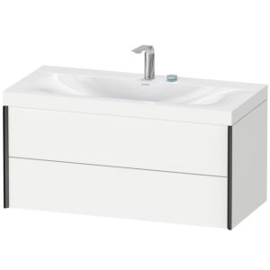 Duravit XViu Waschtisch-Unterschrank XV4616EB218C 100x48cm, 2 Schubkästen, 2 Hahnlöcher, schwarz matt, Rahmen C, weiß matt