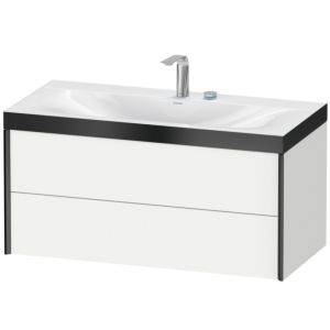Duravit XViu Waschtisch-Unterschrank XV4616EB218P 100x48cm, 2 Schubkästen, 2 Hahnlöcher, schwarz matt, Rahmen P, weiß matt