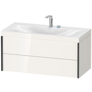 XViu Duravit vasque XV4616EB222C 100x48cm, 2 tiroirs, 2 trous pour robinetterie, noir mat, Cadres C, blanc brillant