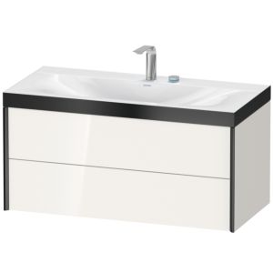 XViu Duravit vasque XV4616EB222P 100x48cm, 2 tiroirs, 2 trous pour robinetterie, noir mat, Cadres P, blanc brillant