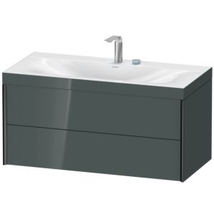 Duravit XViu vanity unit XV4616EB238C 100x48cm, 2 drawers, 2 tap holes, matt black, Rahmen C, dolomiti gray high gloss
