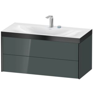 Duravit XViu vanity unit XV4616EB238P 100x48cm, 2 drawers, 2 tap holes, matt black, Rahmen P, dolomiti gray high gloss