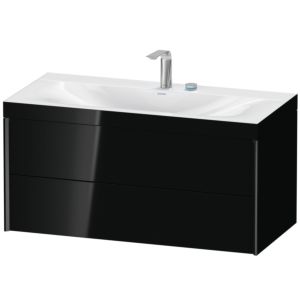Duravit XViu vanity unit XV4616EB240C 100x48cm, 2 drawers, 2 tap holes, black matt, Rahmen C, black high gloss
