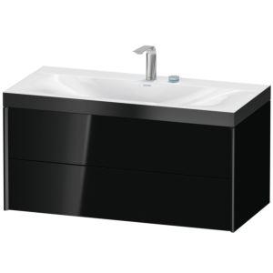 Duravit XViu vanity unit XV4616EB240P 100x48cm, 2 drawers, 2 tap holes, black matt, Rahmen P, black high gloss